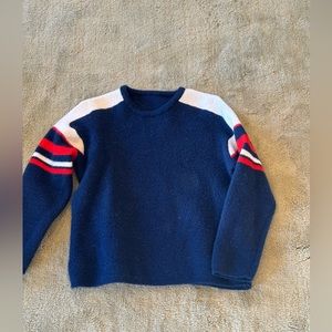 Red white and blue wool sweater.